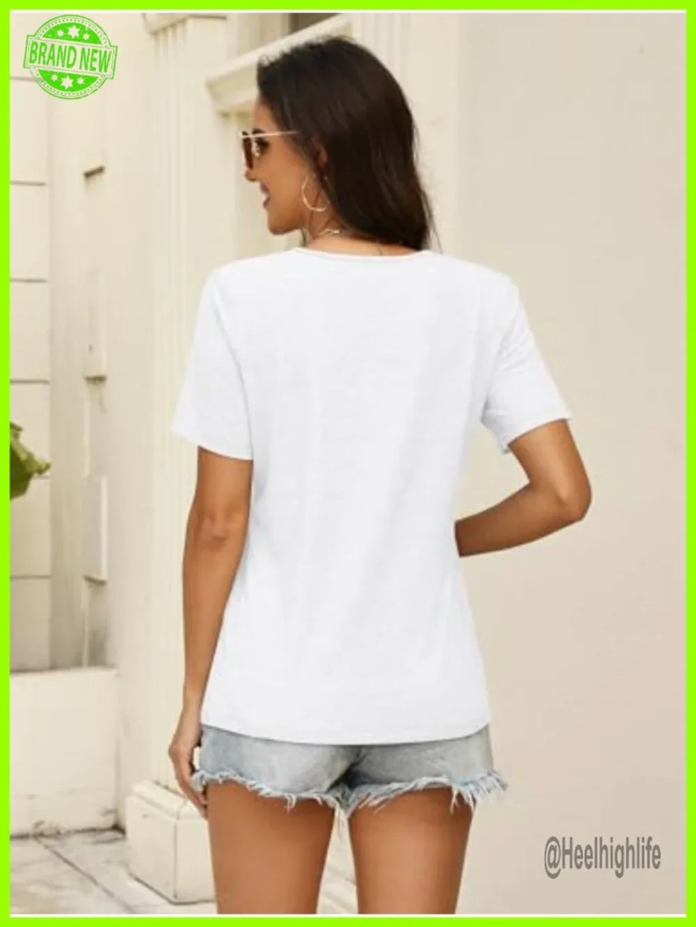 Womens Short Sleeve V Neck T Shirt Soft Stretchy Summer Top Casual Tee